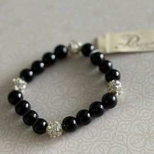 Elegant Black and Silver Beaded Bracelet